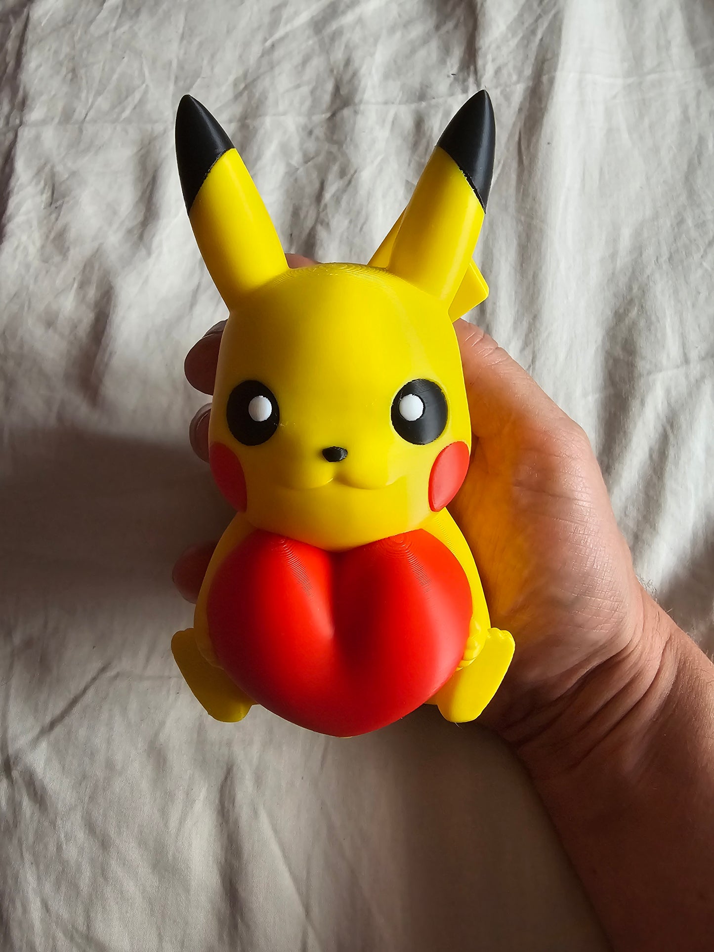 Multi-Color 3D Printed Pikachu with Heart – Vibrant Collectible Figure